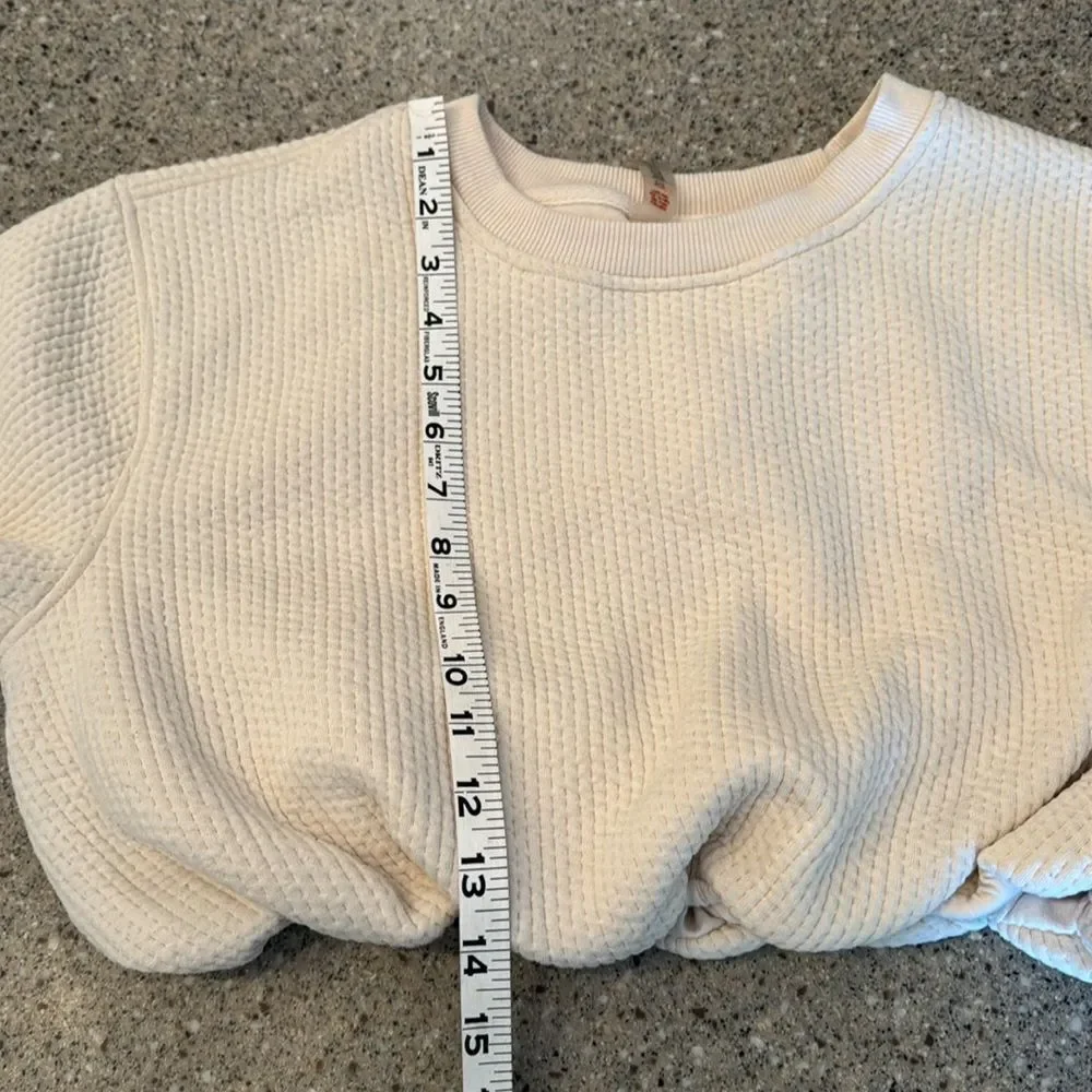 MONO B Tuck Under Crop Textured Crewneck Sweatshirt